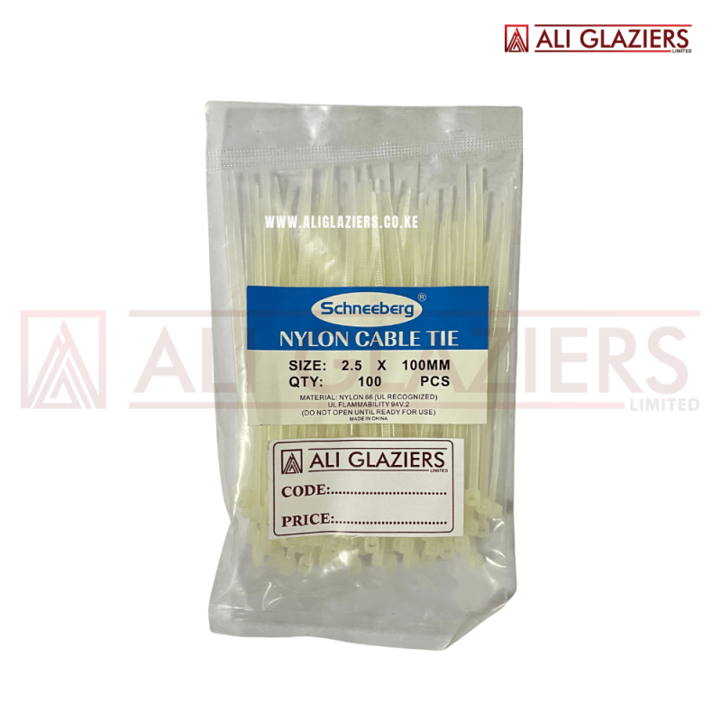 CABLE TIE PVC WHITE 2.5MM X 100MM