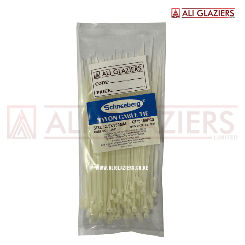 CABLE TIE PVC WHITE 2.5MM X 150MM