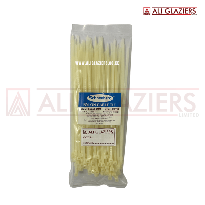 CABLE TIE PVC WHITE 3.5MM X 200MM