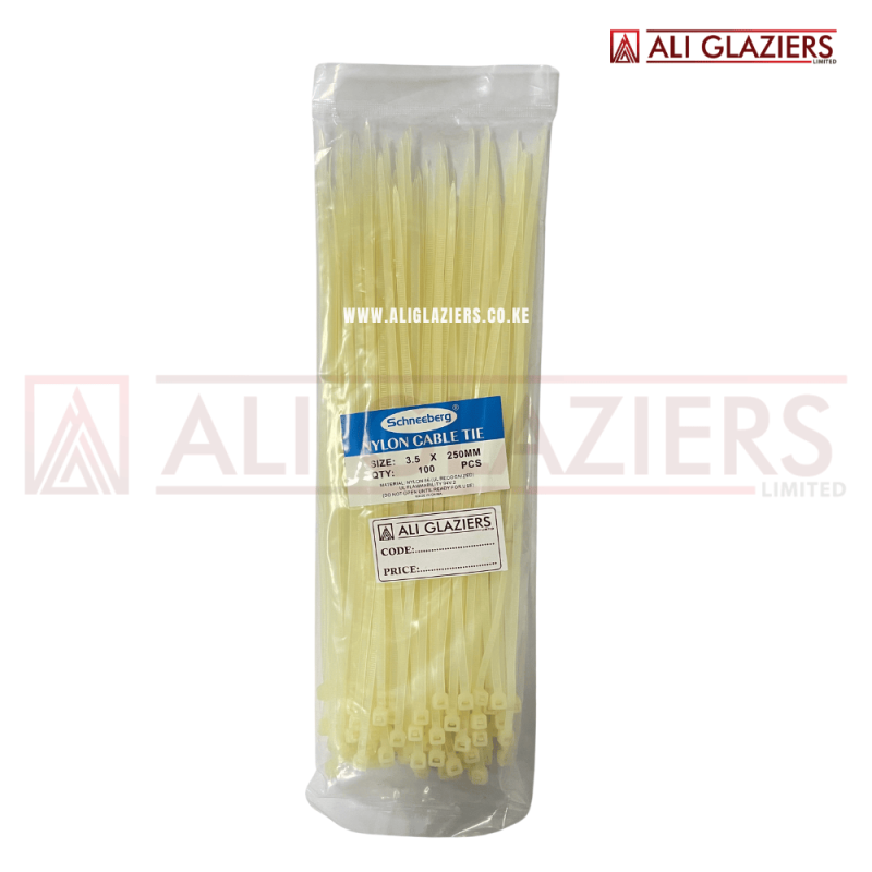 CABLE TIE PVC WHITE 3.5MM X 250MM