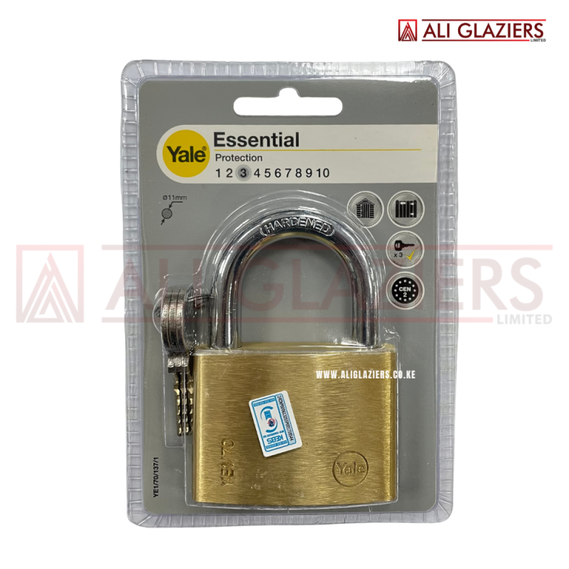 YALE 70MM PADLOCK - BRASS ESSENTIAL SERIES