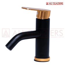 ALUMINIUM BASIN MIXER - BLACK + GOLD