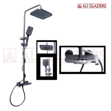 3 WAY ALUMINIUM GUN GREY PIANO SHOWER MIXER SET