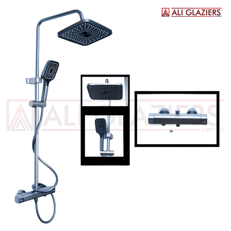 3 WAY ALUMINIUM THERMOSTATIC DESIGN SHOWER SET
