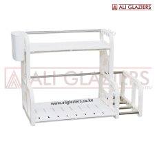 ABS TWO TIER KITCHEN RACK WITH HOOKS