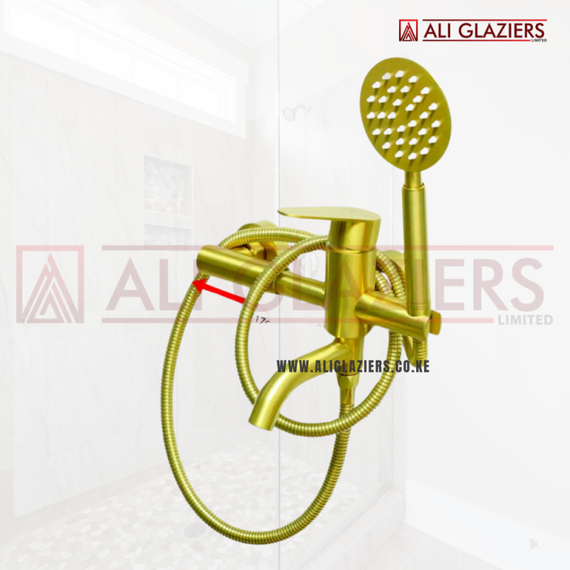 BATHTUB MIXER SS304 WITH HAND SHOWER BRUSHED GOLD