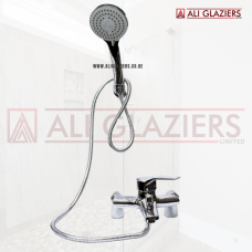 BRASS TRIPLE (PILLAR) BATH TUB MIXER + TELEPHONE