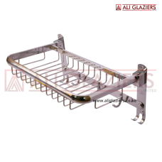 FOLDABLE TOWEL RACK WITH SHELF + BAR + HOOKS 40CM