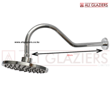 MIRROR FINISH 40CM CURVED ARM WITH SHOWER HEAD 8"