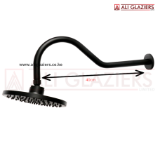 BLACK 40CM CURVED ARM WITH SHOWER HEAD 8"