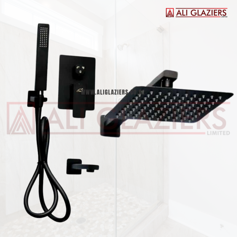 CONCEALED BLACK 5 WAY SHOWER MIXER SQUARE