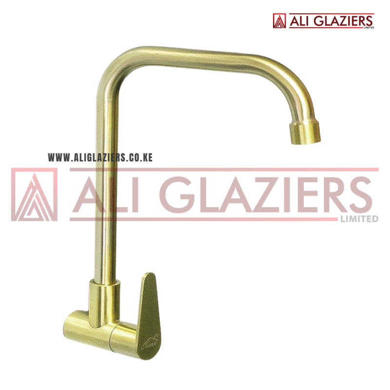 BRUSHED GOLD KITCHEN LONG NECK BIB TAP