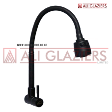 FLEXIBLE KITCHEN BIB TAP WITH ADJ PRESSURE KNOB BLK