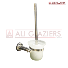 TOILET BRUSH WITH GLASS - SILVER