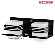 PREMIUM DOUBLE TUMBLER WITH TOOTHBRUSH HOLDER - BLACK