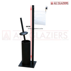 TISSUE HOLDER STAND WITH CONCEALED TOILET BRUSH - BLACK