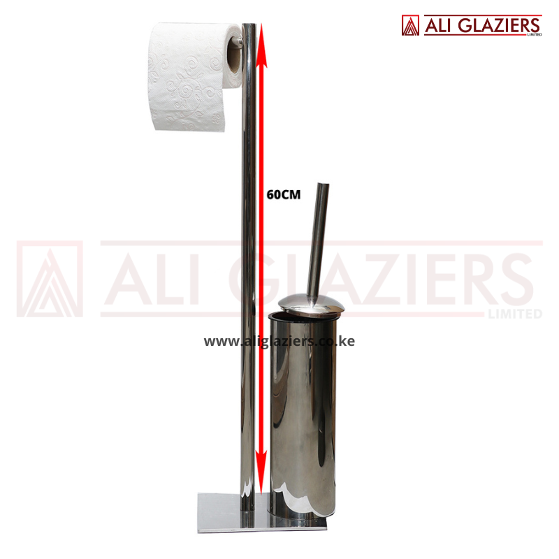 TISSUE HOLDER STAND WITH CONCEALED TOILET BRUSH - MIRROR