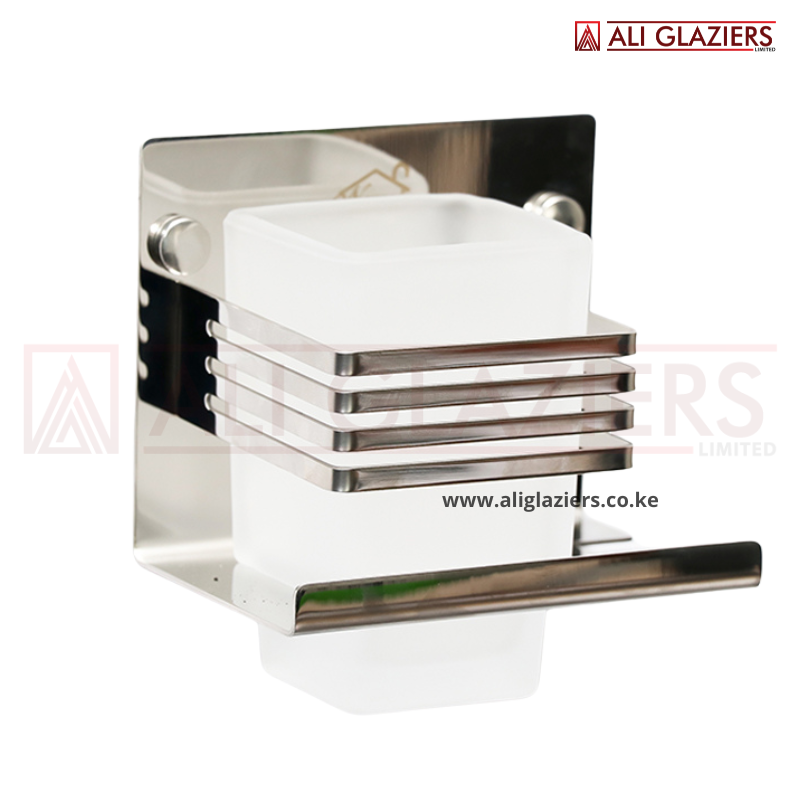 PREMIUM SINGLE TUMBLER WITH TOOTHBRUSH HOLDER - MIRROR