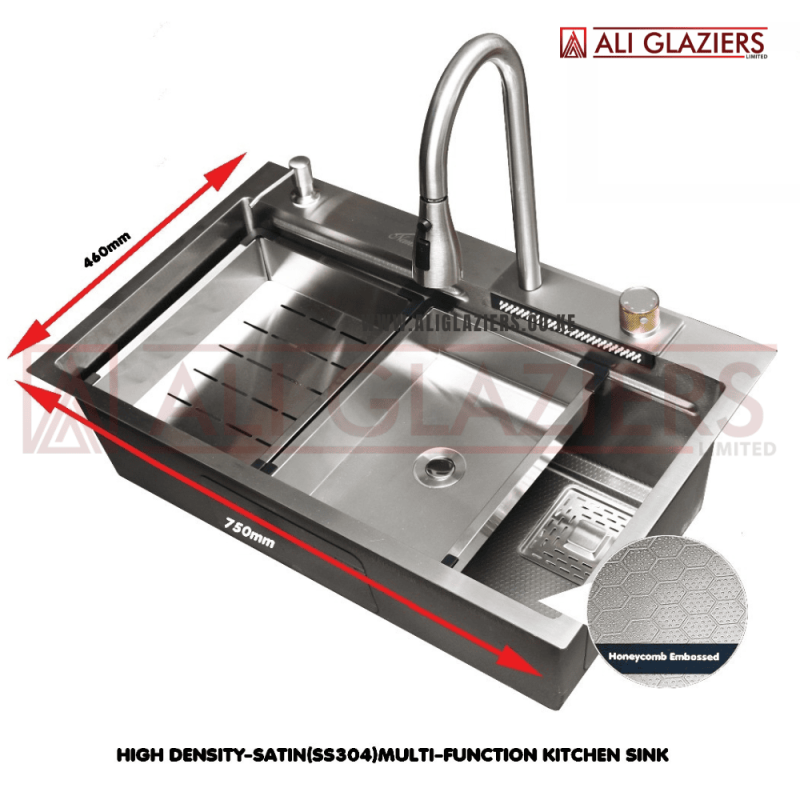 SMART KITCHEN HONEY COMB PATTERN SS304 IN SATIN SILVER