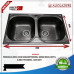 PREMIUM GUN GREY DOUBLE BOWL SINK SS304 (500X800)