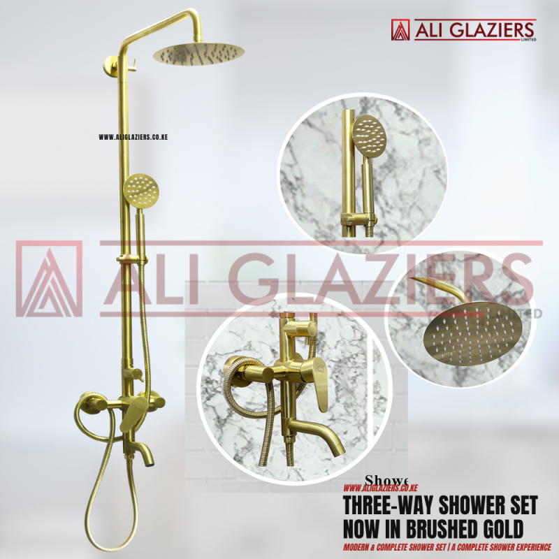 BRUSHED GOLD SS304 3-WAY SHOWER COMPLETE SET