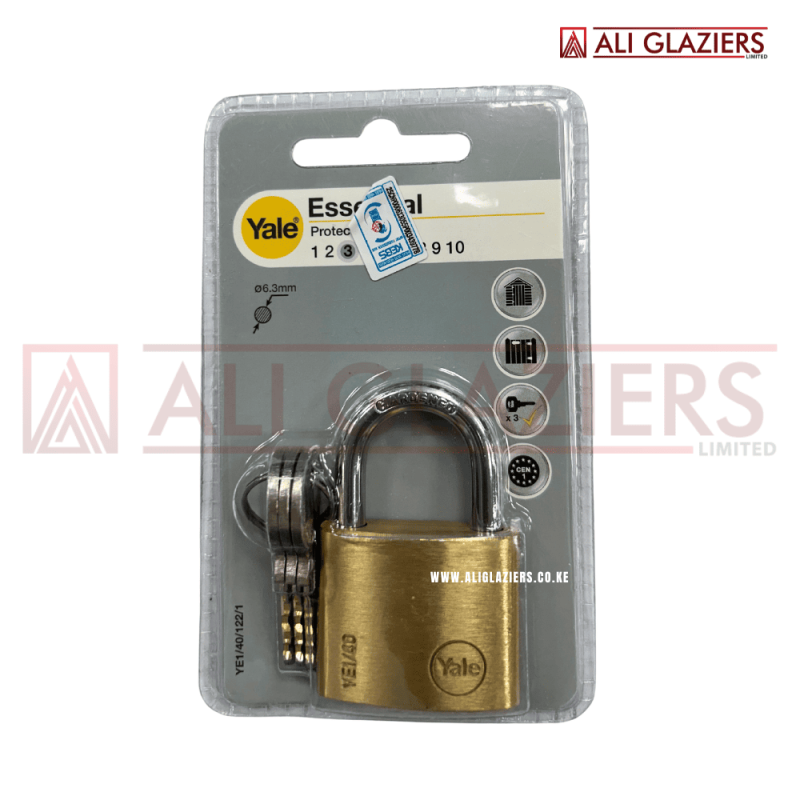 YALE 40MM PADLOCK - BRASS ESSENTIAL SERIES