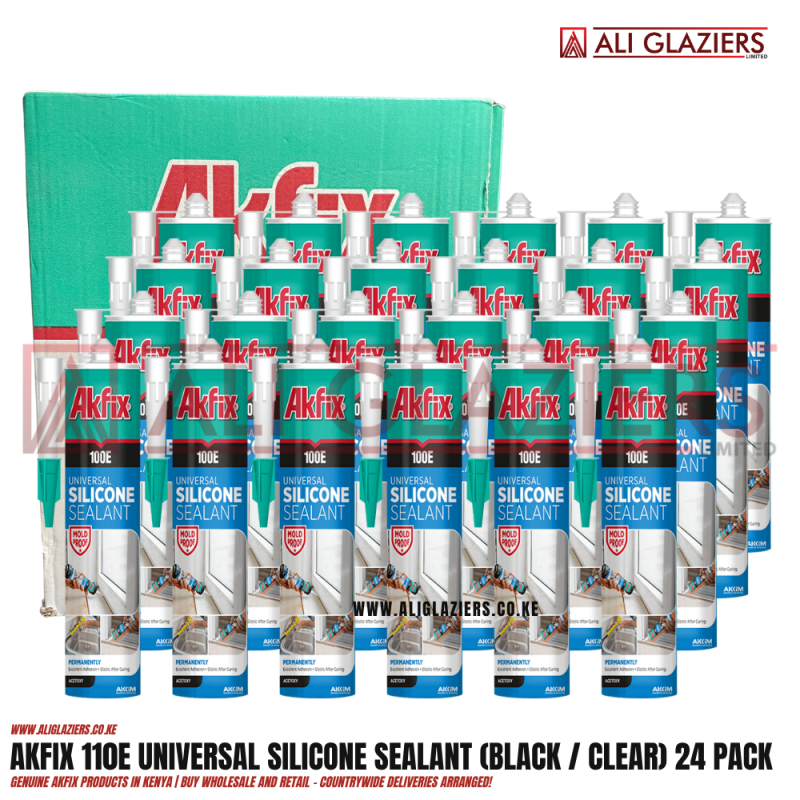 AKFIX 1100E UNIVERSAL SILICONE SEALANT CLEAR / BLACK 24 PACK