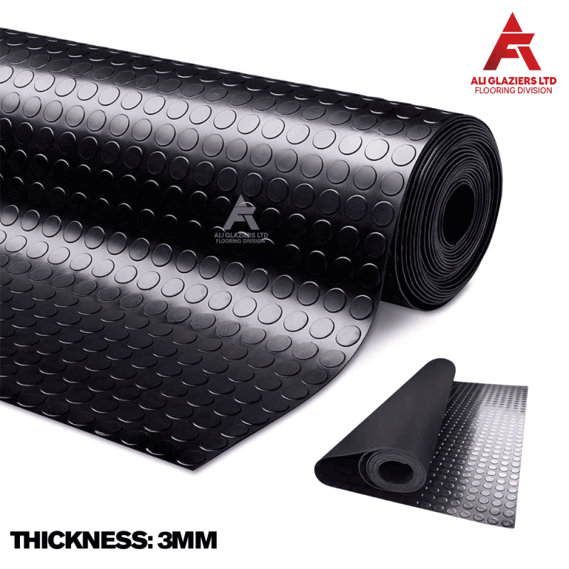 MAT TAB BUTTON RUBBER FLOORING CARPET ROLL 3MM