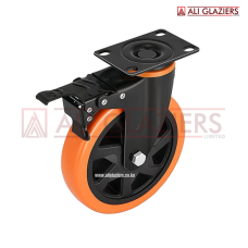 CASTOR WHEEL 6" ORANGE SWIVEL WITH BRAKES