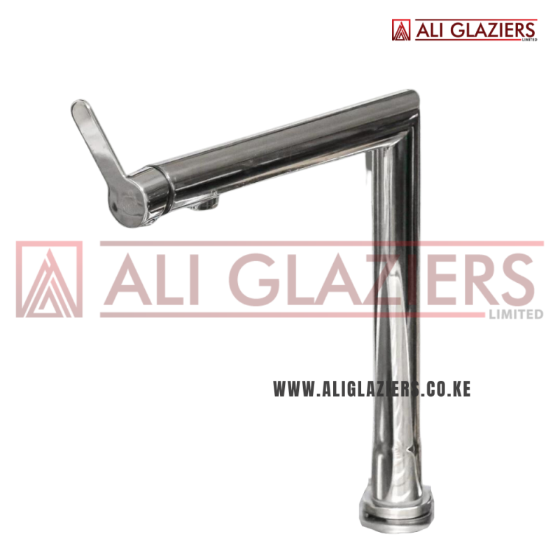 HIGH NECK KITCHEN PILLAR MIXER SILVER MIRROR
