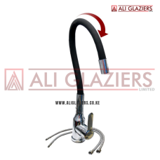 BLACK & SILVER LONG NECK KITCHEN MIXER