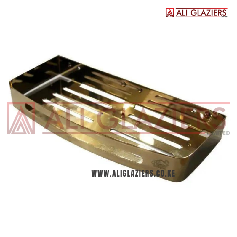 SINGLE RECTANGLE SHELF IN ROSE GOLD FINISH 30CM