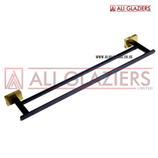 BLACK & GOLD SQUARE DESIGN DOUBLE TOWEL BAR