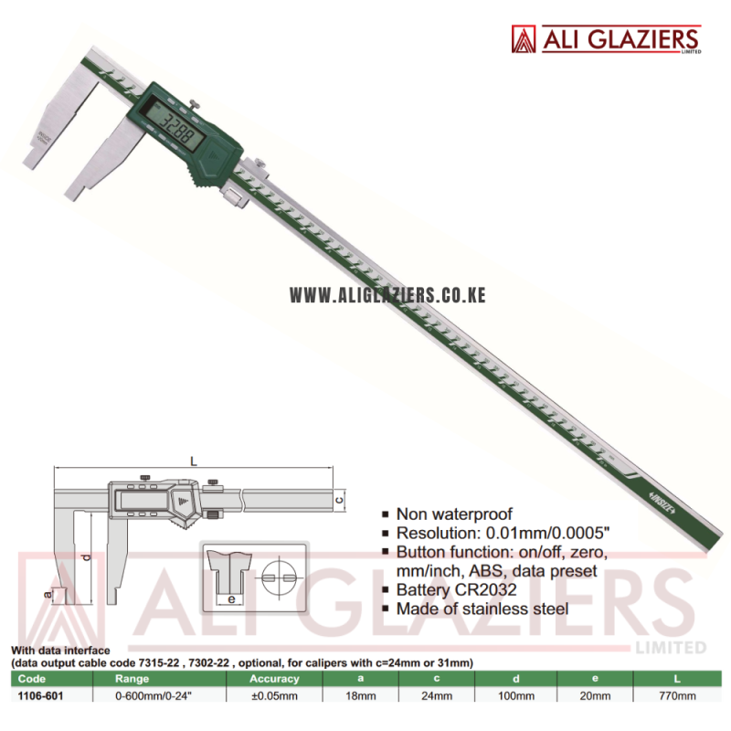 INSIZE DIGITAL CALIPER 0-600MM (JAW 100MM)