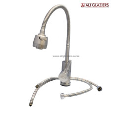 FLEXIBLE LONG NECK KITCHEN PILLAR MIXER WITH ADJUSTABLE KNOB
