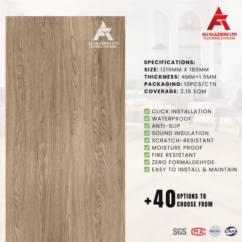 SPC FLOORING BOARD 5.5MM WITH 1.5MM EVA (PER SQM)