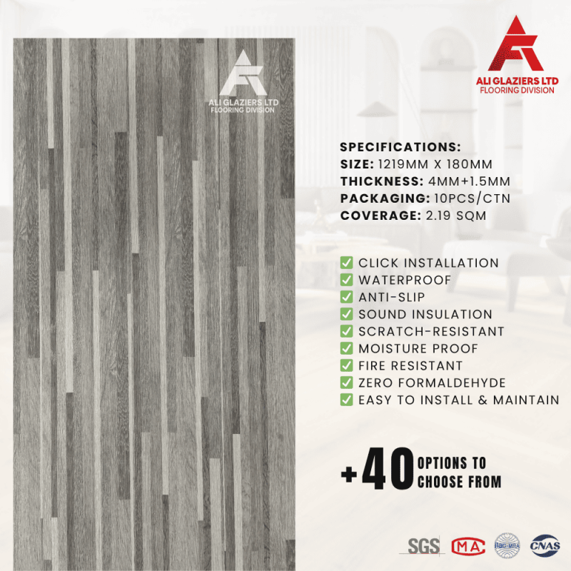 SPC FLOORING BOARD 5.5MM WITH 1.5MM EVA (PER SQM)