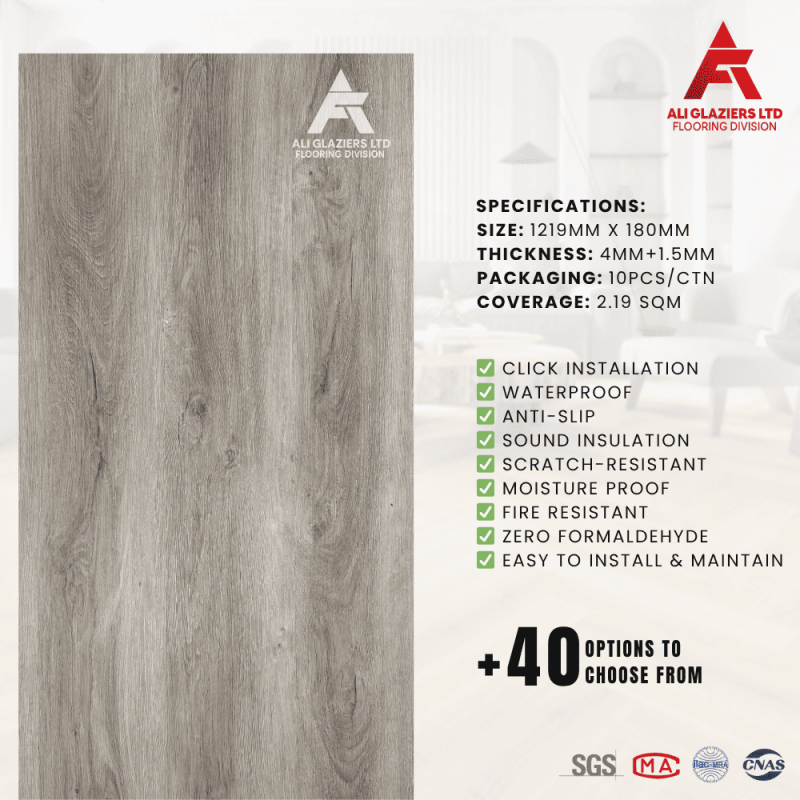 SPC FLOORING BOARD 5.5MM WITH 1.5MM EVA (PER SQM)