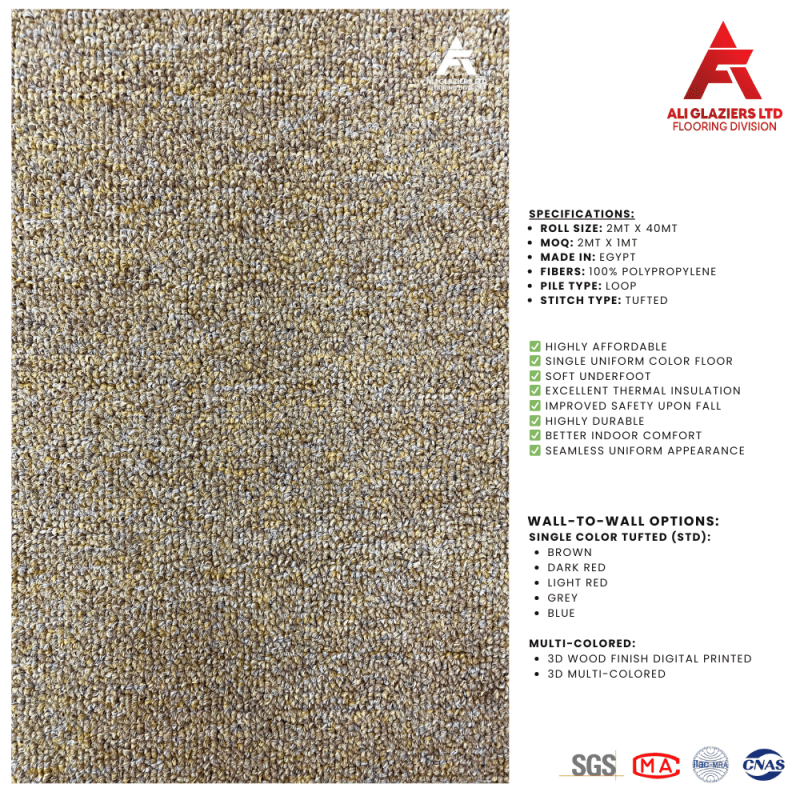 WALL TO WALL TUFTED CARPET - BEIGE (BROWN)