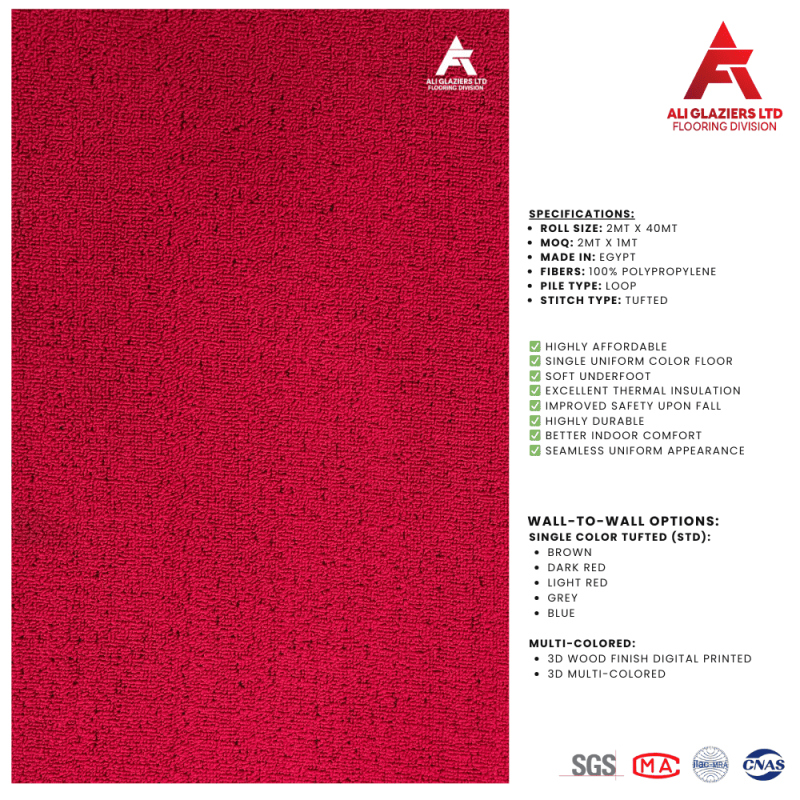 WALL TO WALL TUFTED CARPET - RED