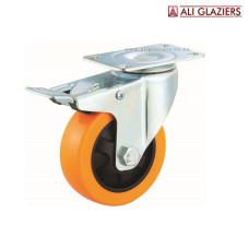 CASTOR WHEEL ORANGE 5" WITH BRAKE