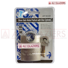 ORIV 422 SATIN NICKEL 50MM PADLOCK WITH DISK CYLINDER