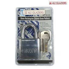 ORIV 432 RECTANGULAR CHROME HEAVY PADLOCK 50MM