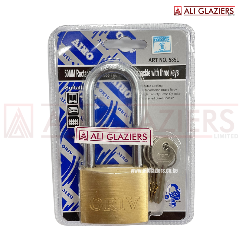 ORIV 585 BRASS LONG SHACKLE PADLOCK 50MM
