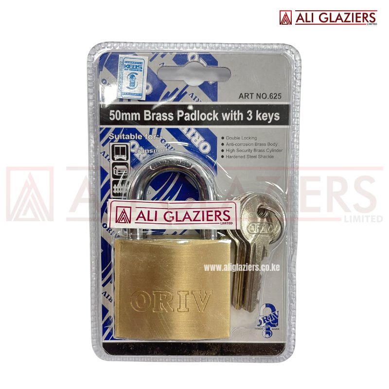 ORIV 625 BRASS RECTANGULAR PADLOCK 50MM