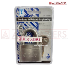 ORIV 635 STAINLESS STEEL PADLOCK WITH DISC CYLINDER 50MM 