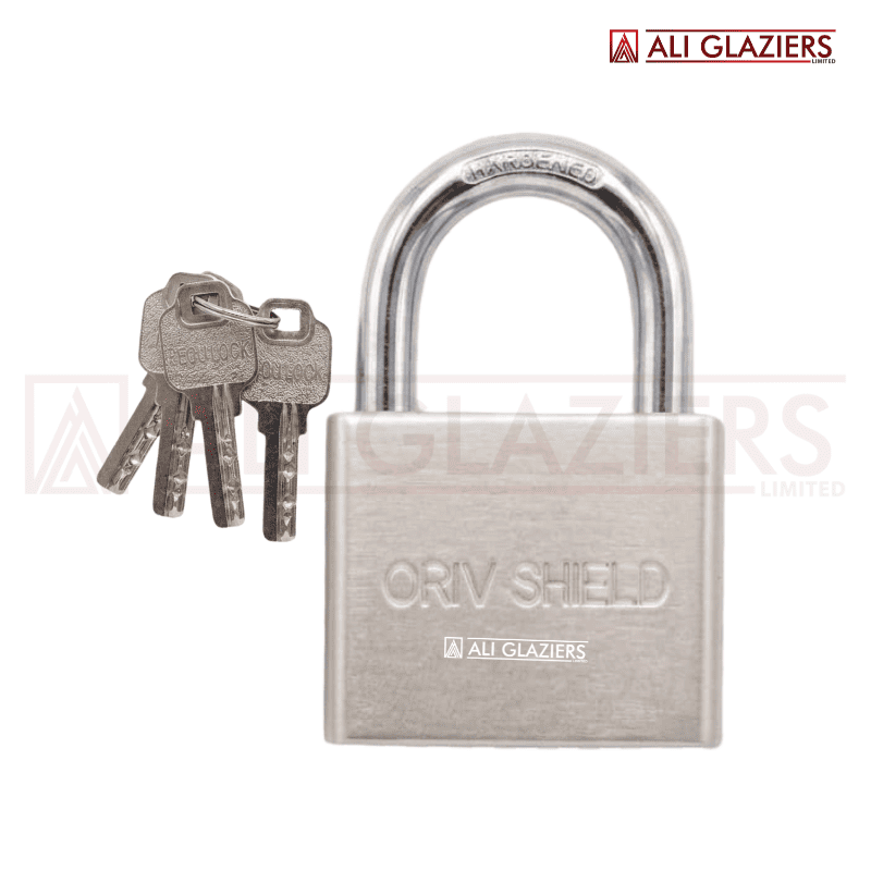 ORIV SHIELD NICKEL SQUARE PADLOCK WITH COMPUTERIZED KEYS - 50MM