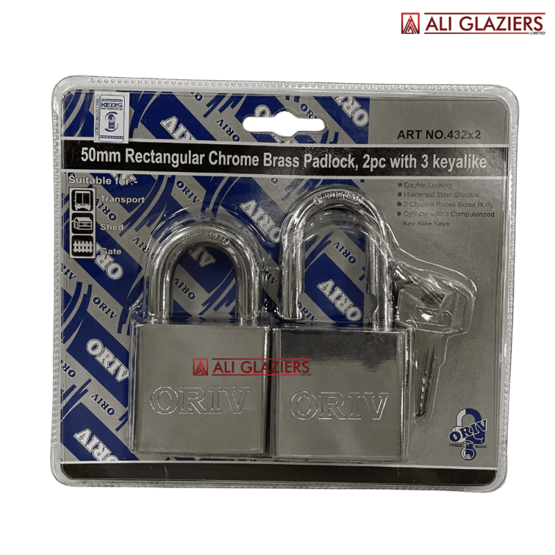 ORIV 432 CHROME 50MM TWIN PACK PADLOCK SET (KEYED ALIKE) ORIV 432 CHROME 50MM TWIN PACK PADLOCK SET (KEYED ALIKE)