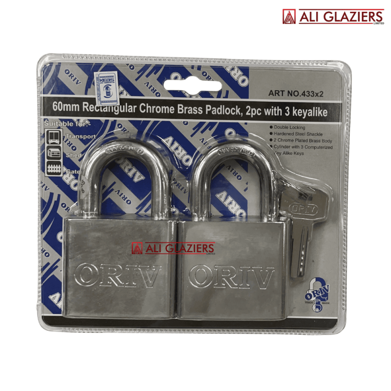 ORIV 433 CHROME 60MM TWIN PACK PADLOCK SET (KEYED ALIKE) ORIV 433 CHROME 60MM TWIN PACK PADLOCK SET (KEYED ALIKE)