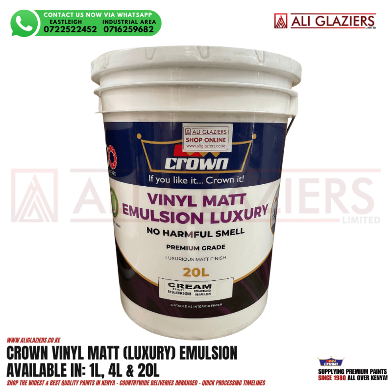 CROWN VINYL MATT LUXURY EMULSION 20L - CREAM